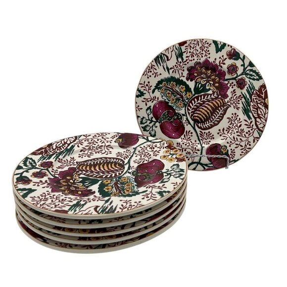 Cost Plus World Market Leila Floral Multicolored 8.5in Salad Plates Set of 6 - Picture 1 of 4
